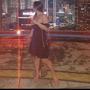 Off the shoulder black dress